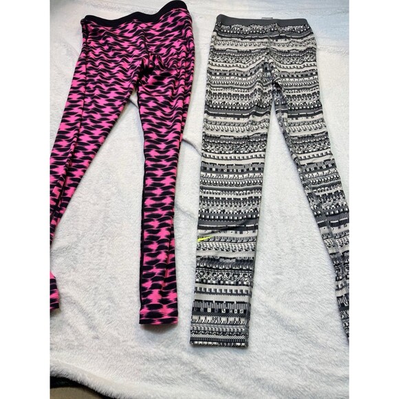 Nike Pro Size S Lot Of 2 Running Tights Pants Lightweight Patterned BRIGHT Pink - Picture 9 of 11